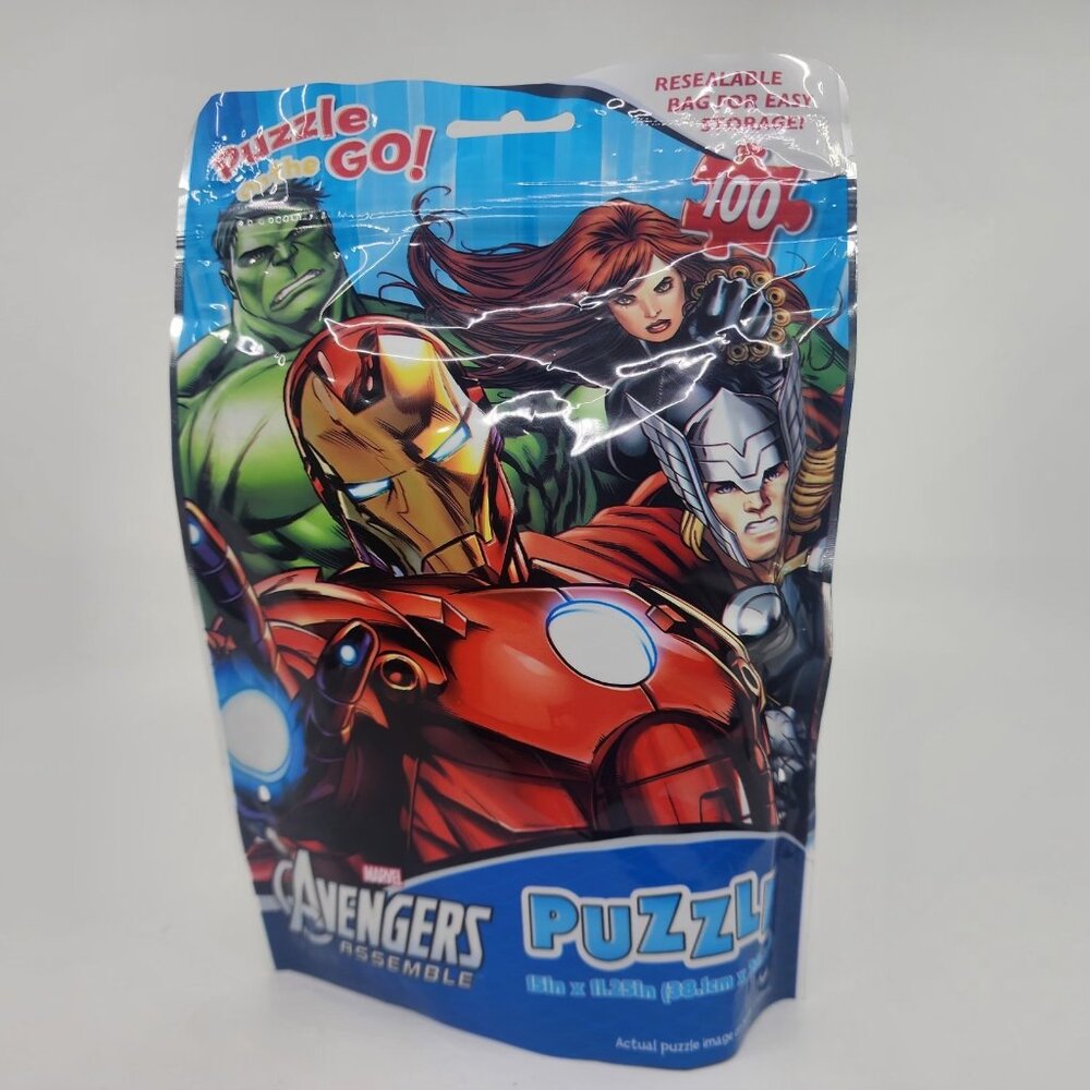 Marvel Avengers Puzzle On The Go 100 Piece Resealable Travel Bag Superhero